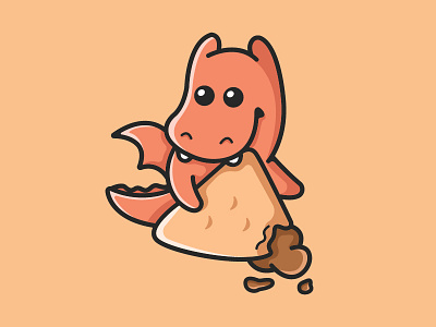dragon choco chip cartoon cute design dragon logo mascot