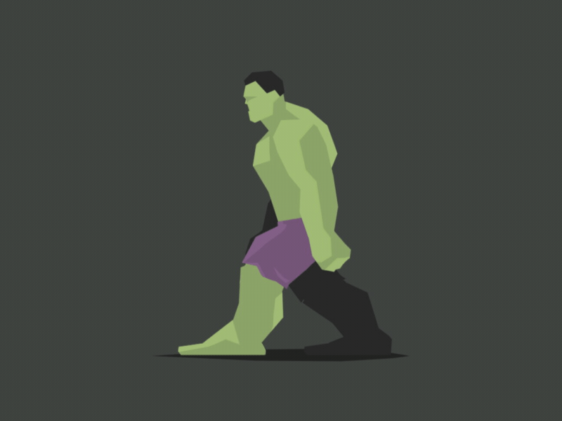 Hulk Walk and Stomp 2d animation character cycle hulk rig run walk