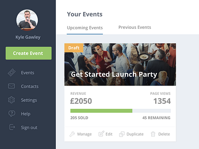 Get Invited Event Listing dashboard event ticketing tickets web app