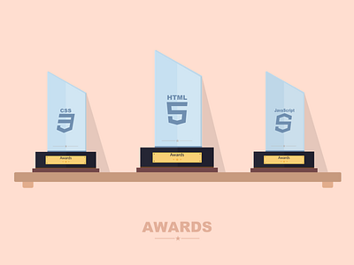 Web Awards awards crystal css3 flat illustration html5 javascript trophy web technologies