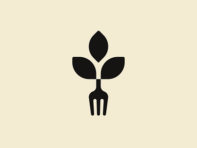 Leaf + Fork Logo Mark food fork green leaf logo logotype mark minimal plant restaurant symbol