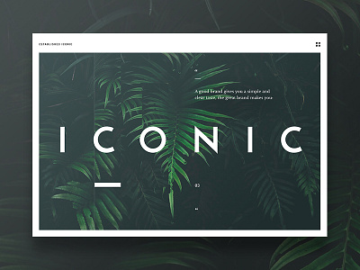 Iconic landing page design green interface landing page large typography ui website white