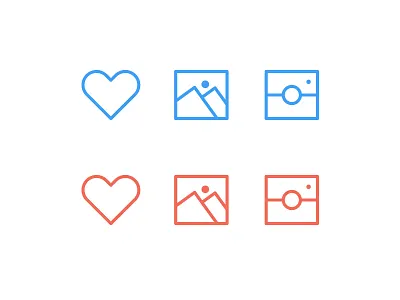 Icons Set - 1 blue camera heart icons image instagram orange pic vector