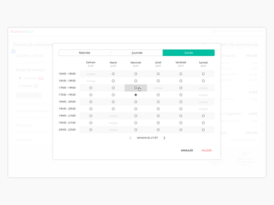 Auchan:Direct checkout "delivery slot" auchandirect delivery slot picker ui ux