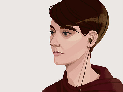 Self-portrait art beautiful digital art drawing face illustration photoshop portrait short hair woman