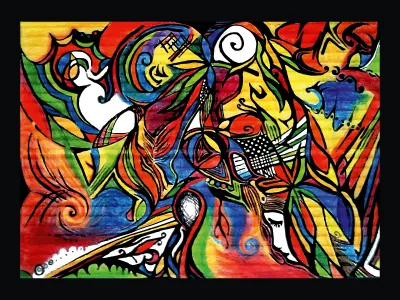 colorful abstraction box colorful crayons drawing trace vector