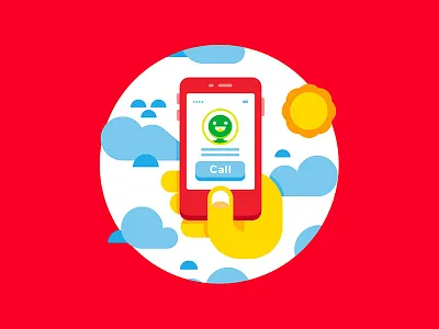 Making Contact call eat flat geometric hand just justeat