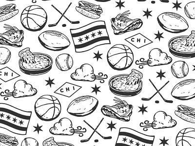 Chicago Icon Print baseball basketball chi chicago chitown football deep dish hockey pizza windy city