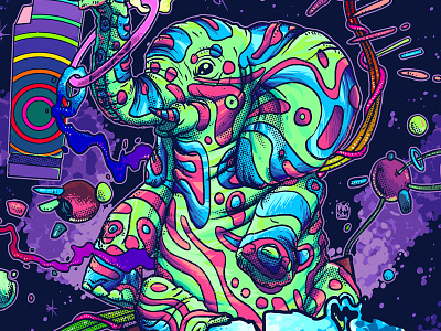 Jungle Ting! - detail gig poster psychedelic