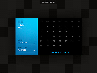 Event Calendar blue calendar dark design filter search ui web widget