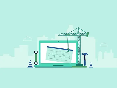 Maintenance blog computer cones construction crane illustration maintenance tools
