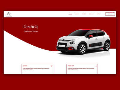 Citroen C3 Web Concept 2d adobexd app citroen dailyui illustrator ui uiux ux web