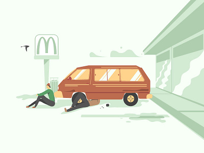 Van Repair character color design illustration illustrator palette photoshop repair toyota van vehicle