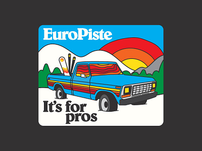 Truckin' decal mountains outdoors psychedelic retro skiing snowboard sticker sunset truck vintage