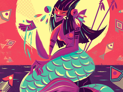Iara design folk illustration