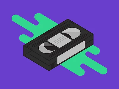 VHS flat illustration inktober isometric simple thick lines vhs tape