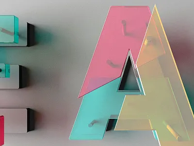 and on the third day 3d c4d glass plexi transparent typography