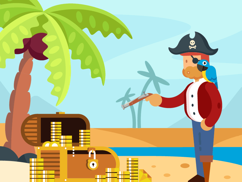 Pirate design flat gif parrot pirate