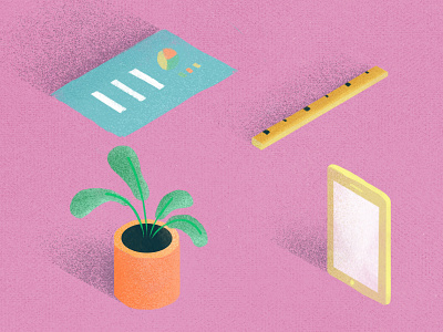 Some isometric items ipad isometric items objects office plant shadow table