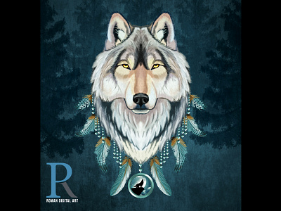 Wolf Illustration art design digital drawing illustration photoshop pod print wall art wall decor wolf