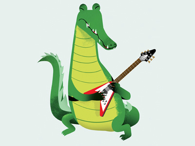 Crocodile Rock aligator animal cartoon character design crocodile drawgood guitar illustration vector