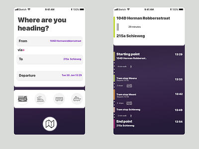 Public transport app dutch freelancing sketch ui design user interface
