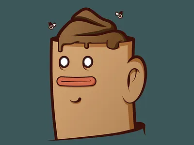 Shit For Brains brain character face illustration poop shit vector