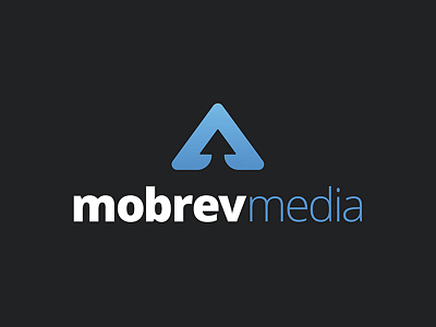 Mobrev Media Logo arrow blue and white branding logo mobile marketing