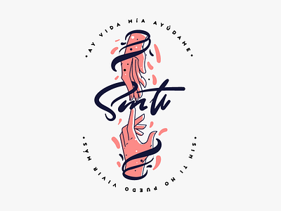 Sin Ti illustration lettering vector