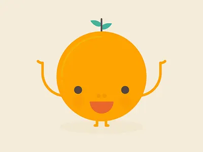 Happy Orange cute flat fruit happy kawaii orange smile