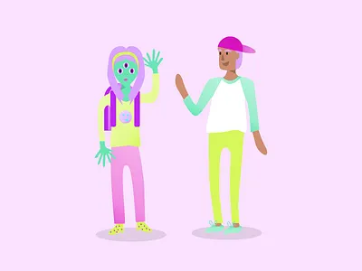 Everyone Networks aiga alien character characters gradient illustration networking people