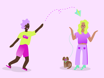 Networking Friends aiga character characters dog gradient illustration networking people pet