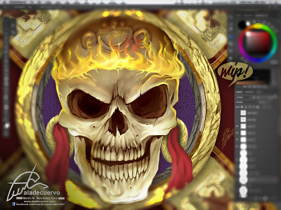 Totlecayotl aztec dead god digital paint fanart fire mexican muerte prehispanic skull toltecayotl