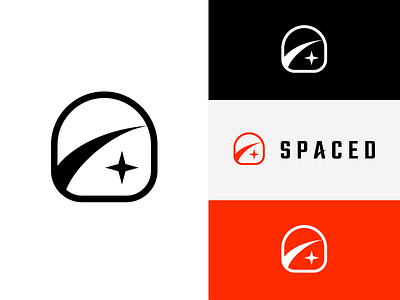 SPACED Logo badge challenge identity logo mark rocket space spaced stars