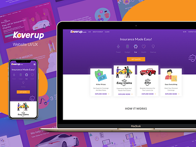 Koverup Website UI/UX - Behance car design icons illustration insurance landing page ui user experience user interface ux web website