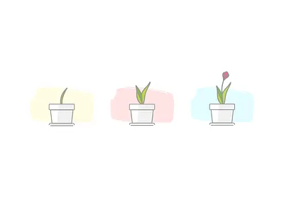 Icon Mini simple set of growth process clean flower green growth icon mood nice plants process set simple