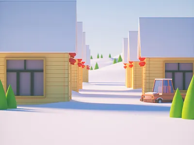 Snow Country car china cinema4d country lowpoly mountains photoshop snow tree