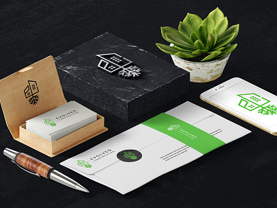 Evolved Construction - Logo Mockup construction design evolve green logo mockup stationary