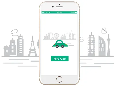 Hire Cab Splash app book cab design illustration iphone ui ux world