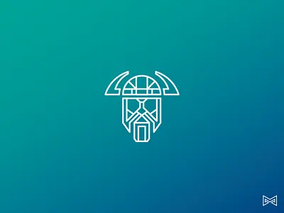 Viking Monogram blue face flat gradient icon lineart logo monogram vector viking vikings warrior