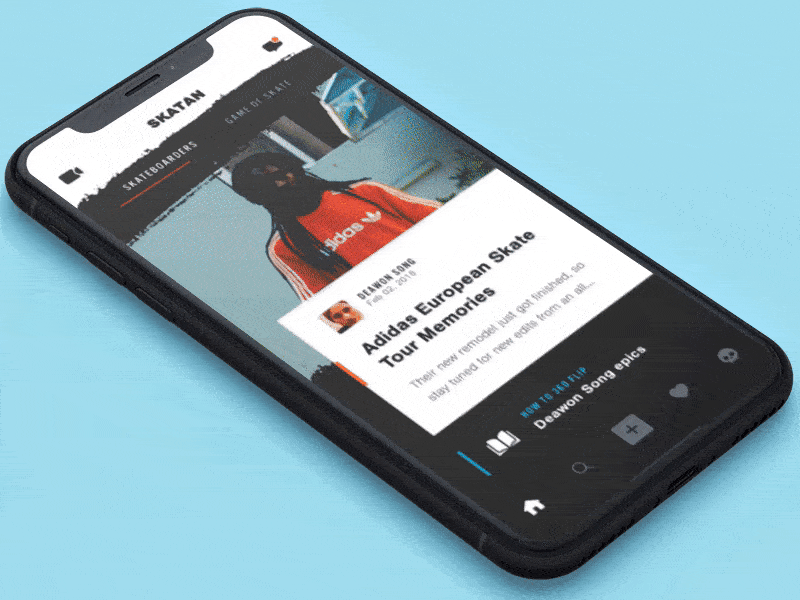 Skateboarding App Concept app location skateboarding social stories swipe transition