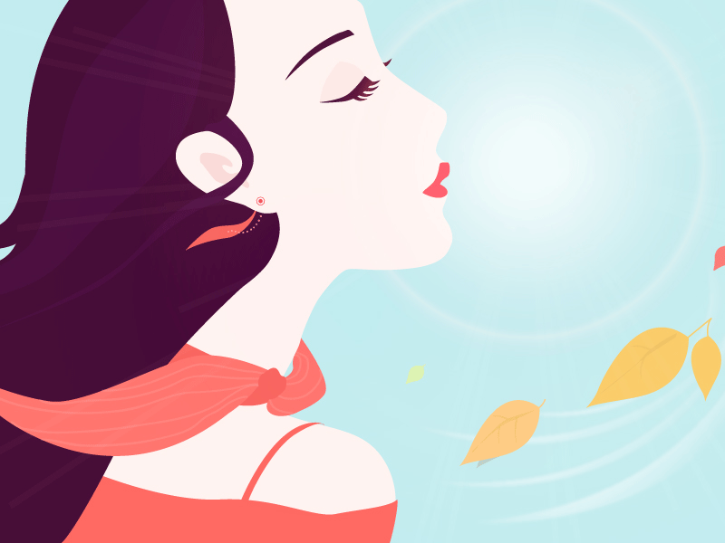 Blowing girl illustration