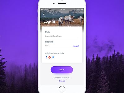 Sign In Screen deer ios iphone login material purple signin szabo attila tremt ui weeklyui