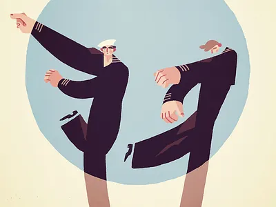 Swing of sailors art dance design drawing gay illustration men swing
