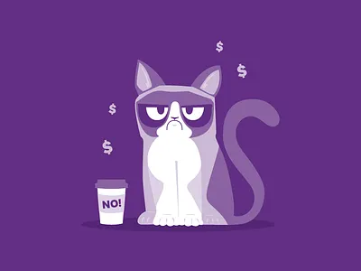 Grumpy Cat animal cat coffee illustration meme money vector