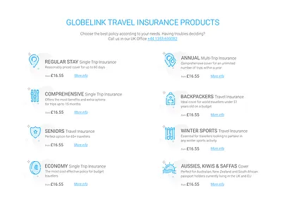 Insurance Products List custom graphics custom icons list minimal pricing products travel travel insurance user interface vector white space