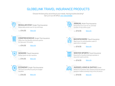 Insurance Products List custom graphics custom icons list minimal pricing products travel travel insurance user interface vector white space