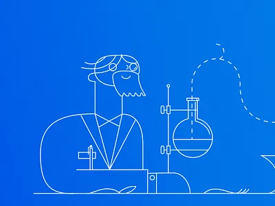 Scientist illustration beaker chemistry geek line art science