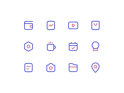 Icon Practice 5 calendar camera cup icon map report reward setting video