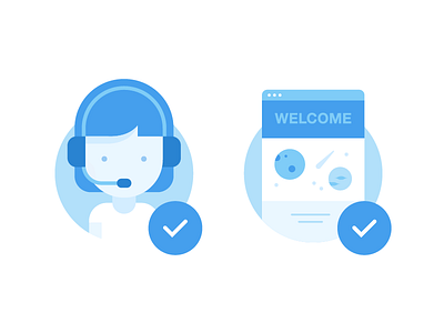 Illustrations for Wix.com blue blue illustration browser icons illustration space support website woman